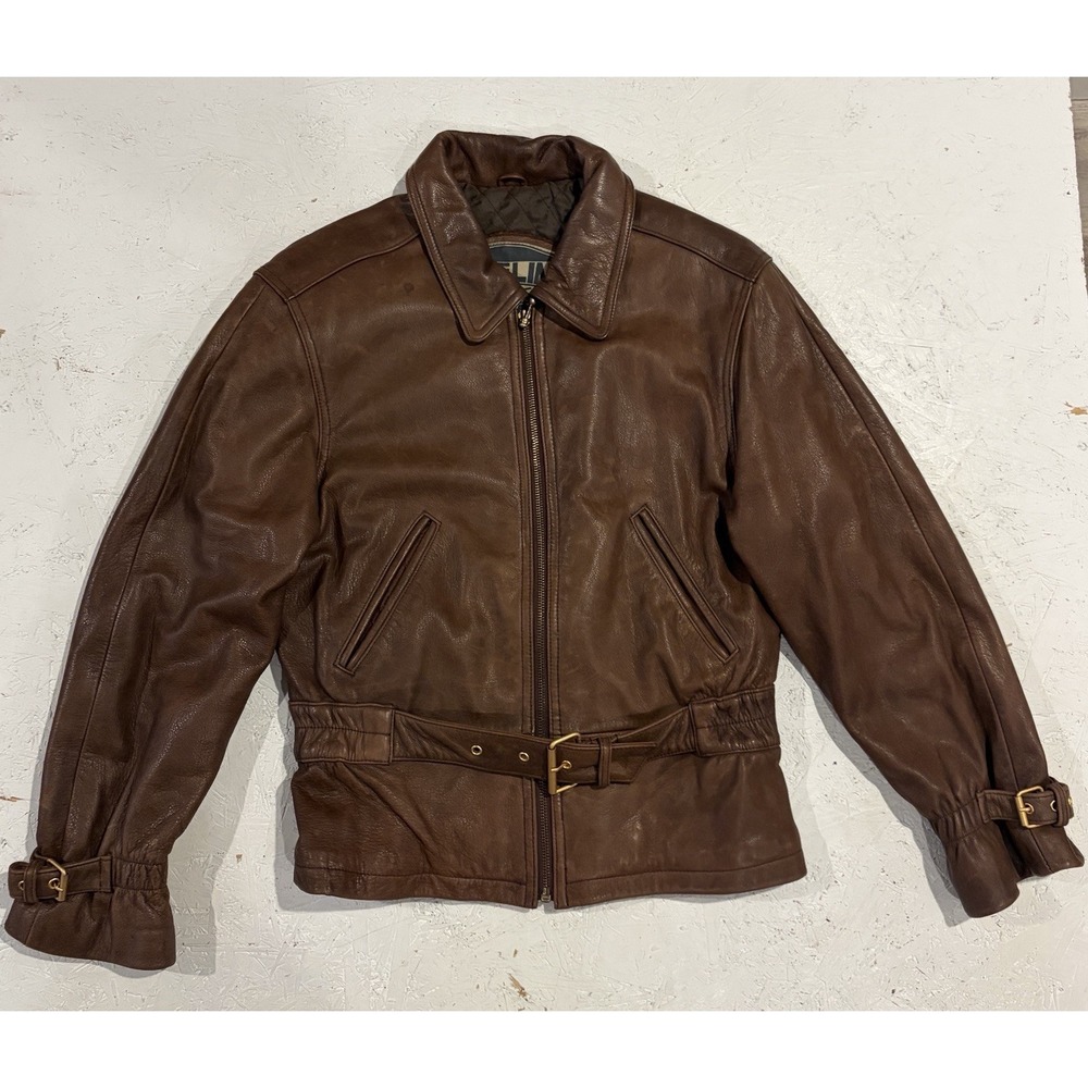 Vintage‎ Blueline & Company Ladies Brown Leather Jacket S Motorcycle Belted